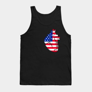 USA Flag Heart, Anatomical Design Tank Top